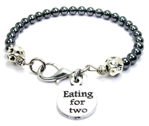 Eating For Two Hematite Beaded Bracelet