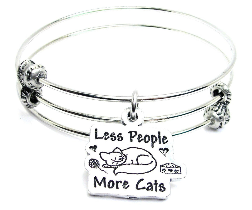 Less People More Cats Triple Style Bangle