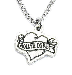 Roller Derby Tattoo Heart Necklace