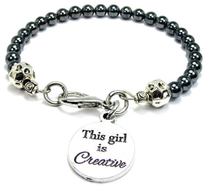 This Girl Is Creative Hematite Beaded Bracelet